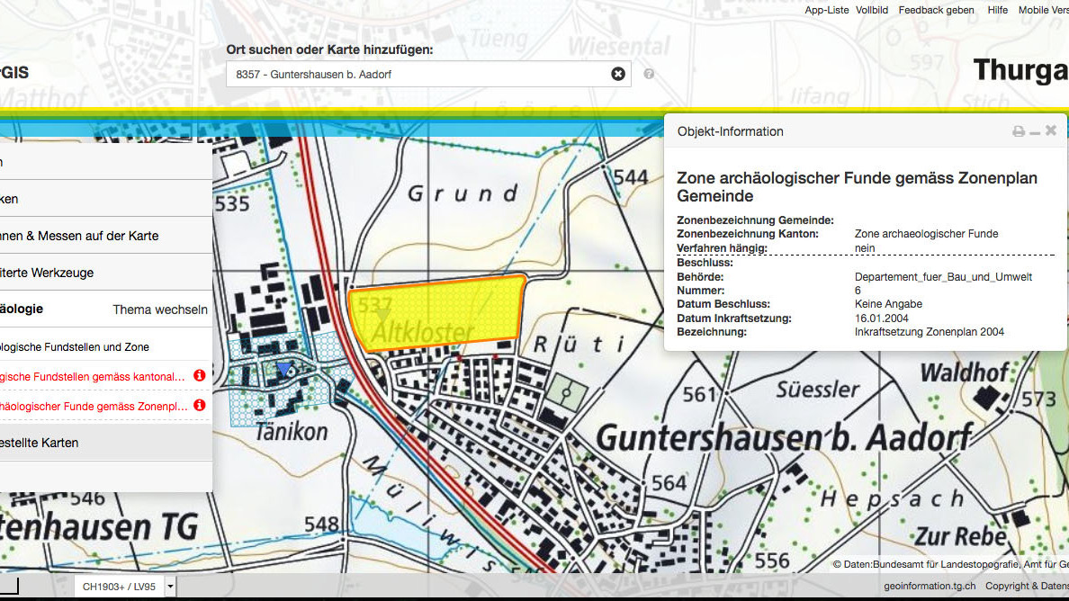 TG: Archäologische Fundstellen neu online verfügbar